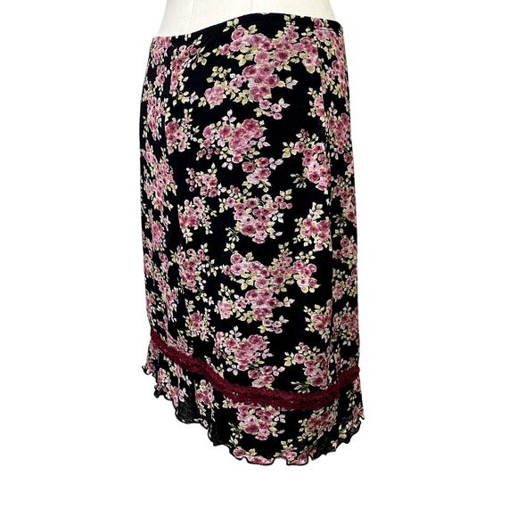 Vintage My Michelle Y2K Floral Rose Lace Grunge Whimsygoth Goth Midi Skirt USA - Picture 3 of 12